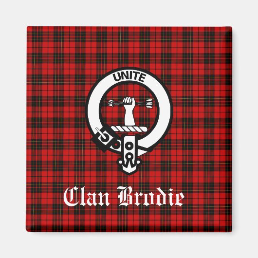 Clan Brodie Crest Badge en Tartan Magneet (Voorkant)