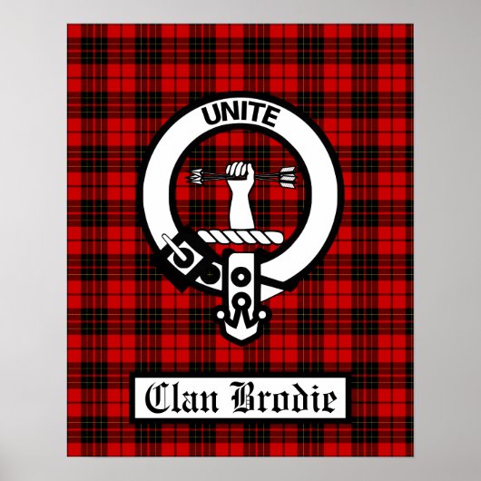 Clan Brodie Crest Badge & Tartan Poster (Voorkant)