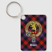 Clan Brown Crest over Tartan Sleutelhanger (Voorkant)