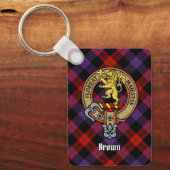 Clan Brown Crest over Tartan Sleutelhanger (Voorkant)