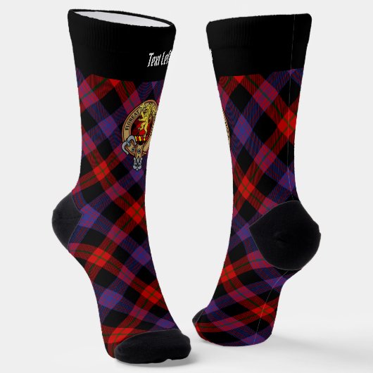 Clan Brown Crest over Tartan Sokken (Gebogen)