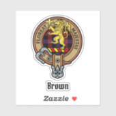 Clan Brown Crest over Tartan Sticker (Vel)