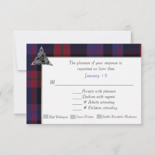 Clan Brown Tartan Pset Wedding RSVP Kaartje