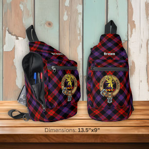 Clan Brown Wapen boven Tartan Sling Bag