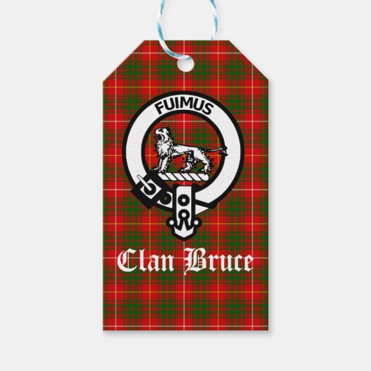 Clan Bruce Crest Badge & Tartan Custom Cadeaulabel (Voorkant)