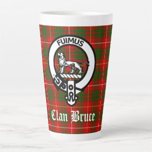 Clan Bruce Crest Badge & Tartan Latte Mok