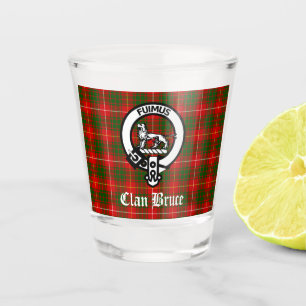 Clan Bruce Crest Badge & Tartan Shot Glas