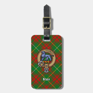 Clan Bruce Crest over de jacht op Tartan Bagagelabel