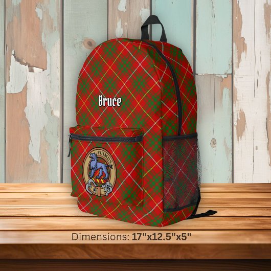 Clan Bruce Crest over Tartan Bedrukte Rugzak
