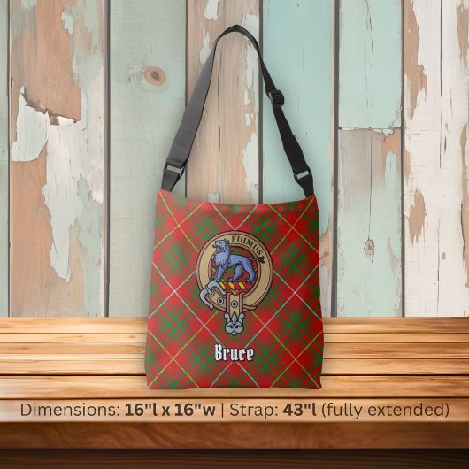 Clan Bruce Crest over Tartan Crossbody Tas