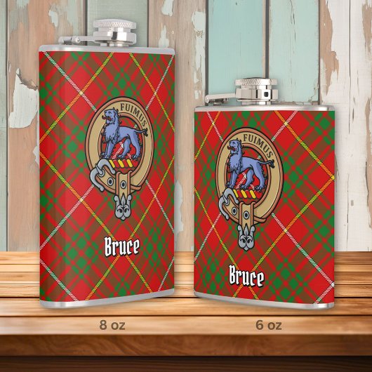 Clan Bruce Crest over Tartan Heupfles