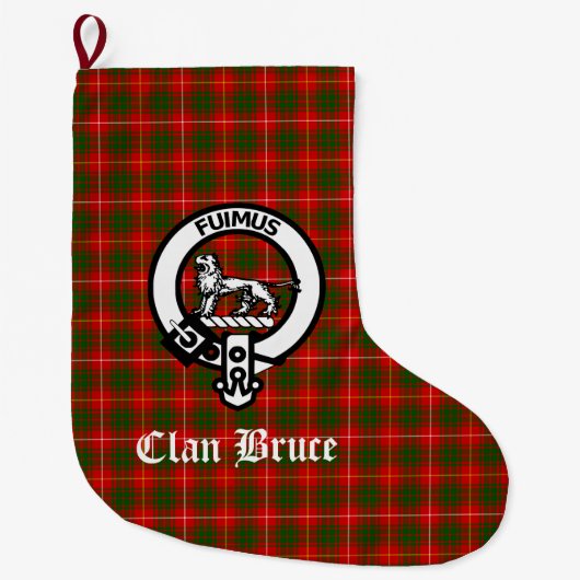 Clan Bruce Crest & Tartan  Grote Kerstsok (Voorkant)