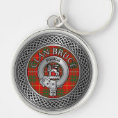 Clan Bruce Crest & Tartan Knot Sleutelhanger (Voorkant)