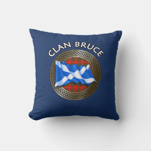 Clan Bruce Tartan Knot & Flag Kussen