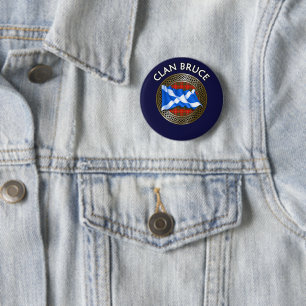 Clan Bruce Tartan Knot & Flag Ronde Button 5,7 Cm