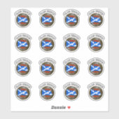 Clan Bruce Tartan Knot & Flag Sticker (Vel)
