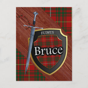 Clan Bruce Tartan Sword & Shield Briefkaart