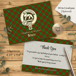 Clan Bruce Wapen over Hunting Tartan Folie Uitnodiging Briefkaart