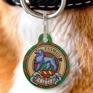 Clan Bruce Wapen over Hunting Tartan Huisdierpenning