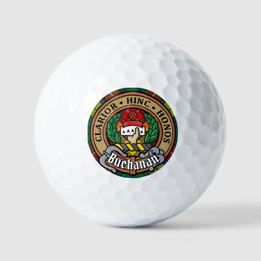 Clan Buchanan Crest over Tartan Golfballen (Voorkant)