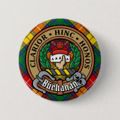 Clan Buchanan Crest over Tartan Ronde Button 5,7 Cm (Voorkant)