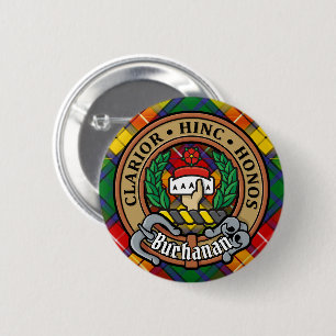 Clan Buchanan Crest over Tartan Ronde Button 5,7 Cm