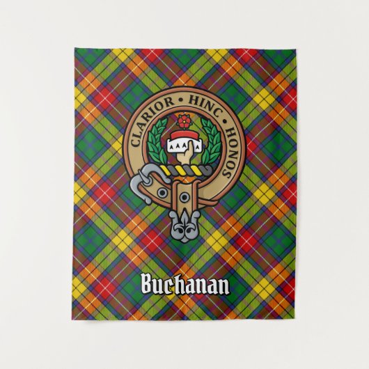 Clan Buchanan Crest over Tartan Wandkleed (Voorkant)