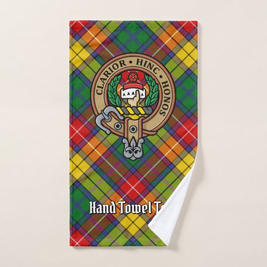 Clan Buchanan Crest sur Tartan (Serviette à main)