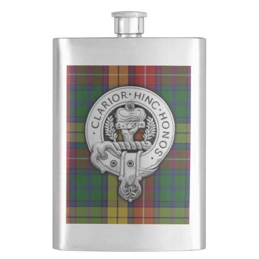 Clan Buchanan Crest & Tartan Flacon (Voorkant)