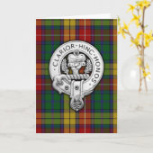 Clan Buchanan Crest & Tartan Kaart (Gele Bloem)