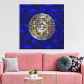 Clan Buchanan Crest & Tartan Knot op Thistle Canvas Afdruk (Insitu (Woonkamer))