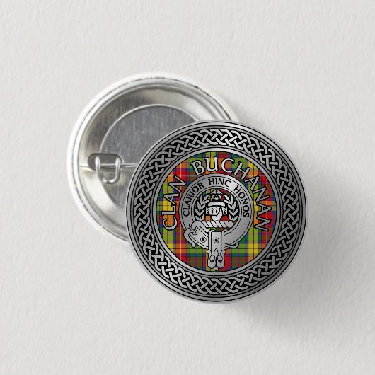 Clan Buchanan Crest & Tartan Knot Ronde Button 3,2 Cm (Voorkant /achterkant)