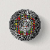 Clan Buchanan Crest & Tartan Knot Ronde Button 3,2 Cm (Voorkant)
