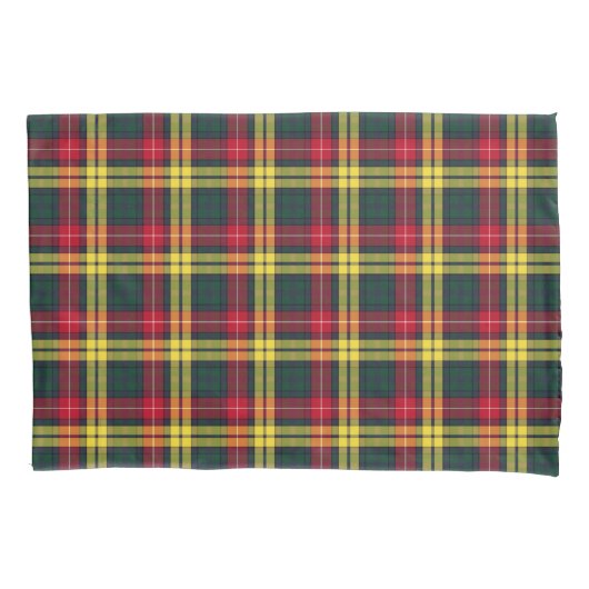 Clan Buchanan Geel, Groen en Rood Schots Plaid Kussensloop (Voorkant)