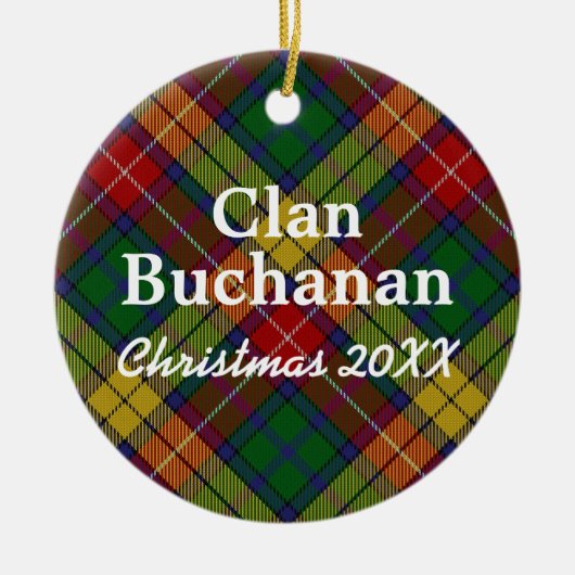 Clan Buchanan Scottish Tartan Keramisch Ornament (Voorkant)