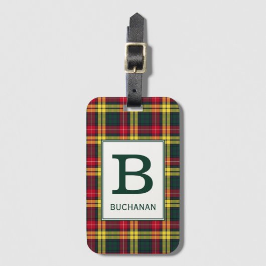 Clan Buchanan Tartan Monogrammed Bagagelabel (Voorkant (verticaal))