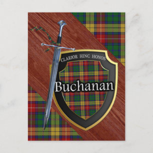 Clan Buchanan Tartan Sword & Shield Briefkaart