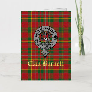 Clan Burnett Crest Badge & Tartan Folie Wenskaart