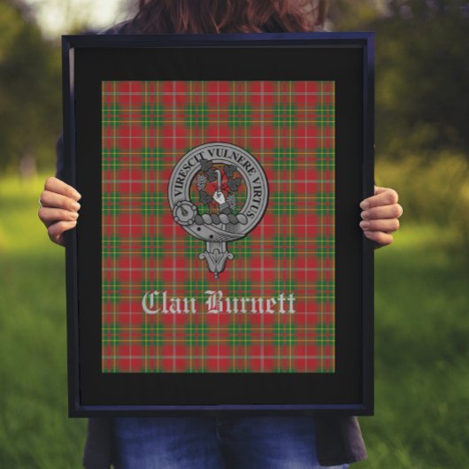 Clan Burnett Crest Badge & Tartan Poster