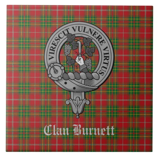 Clan Burnett Crest Badge & Tartan Tegeltje (Voorkant)