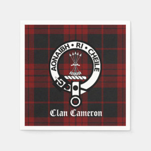 Clan Cameron Crest Badge en Tartan Servet