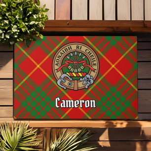 Clan Cameron Crest over Tartan Deurmat