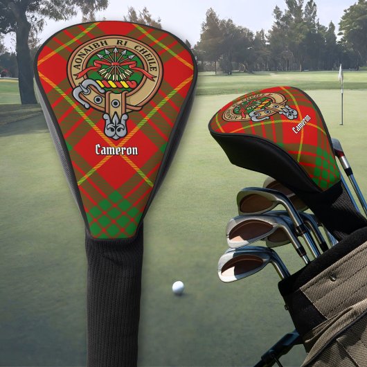 Clan Cameron Crest over Tartan Golfheadcover