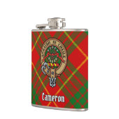 Clan Cameron Crest over Tartan Heupfles (Links)
