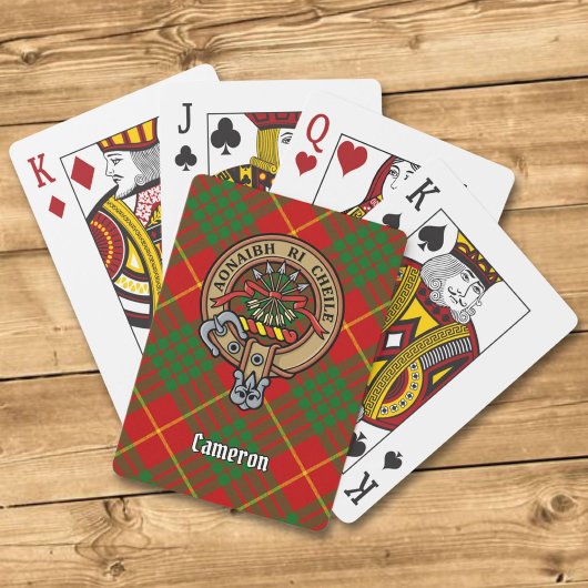 Clan Cameron Crest over Tartan Pokerkaarten