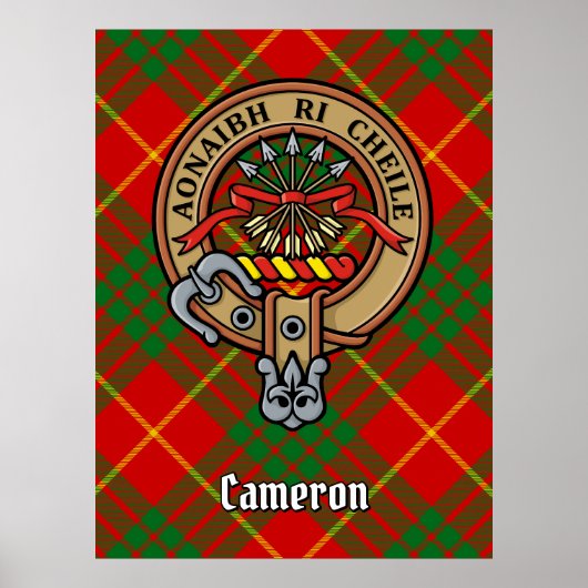 Clan Cameron Crest over Tartan Poster (Voorkant)