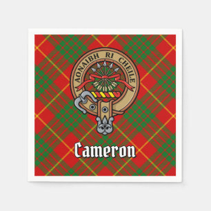 Clan Cameron Crest over Tartan Servet