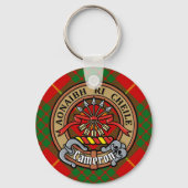 Clan Cameron Crest over Tartan Sleutelhanger (Voorkant)