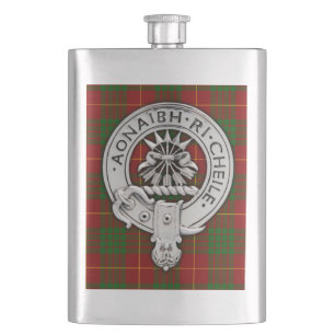 Clan Cameron Crest & Tartan Flacon