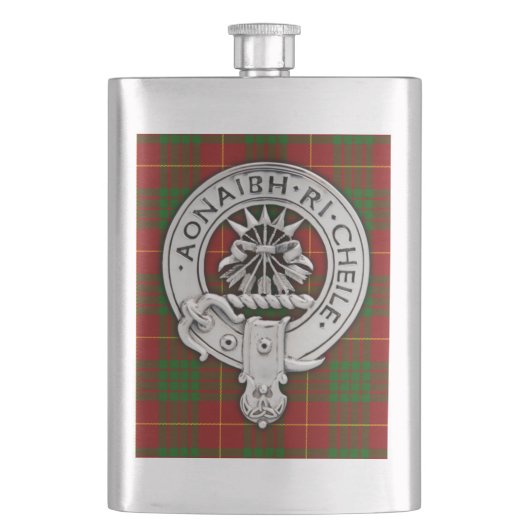Clan Cameron Crest & Tartan Flacon (Voorkant)